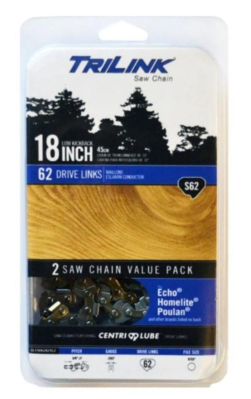 TriLink Twin Pack 18 In. S62 Semi Chisel Chainsaw Chain 3 TriLink Twin Pack 18 In. S62 Semi Chisel Chainsaw Chain