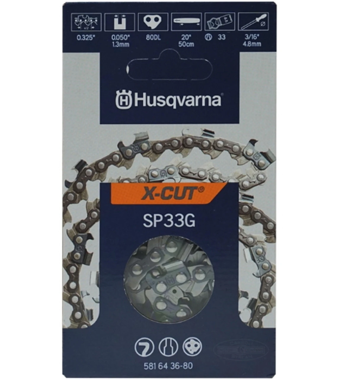 Husqvarna Saw Chain X-Cut SP33G Semi Chisel Pixel 80DL 20" .325" 1,3mm 3 Husqvarna Saw Chain X-Cut SP33G Semi Chisel Pixel 80DL 20" .325" 1,3mm