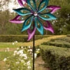 Alpine Dual Floral Windmill Stake With Gems