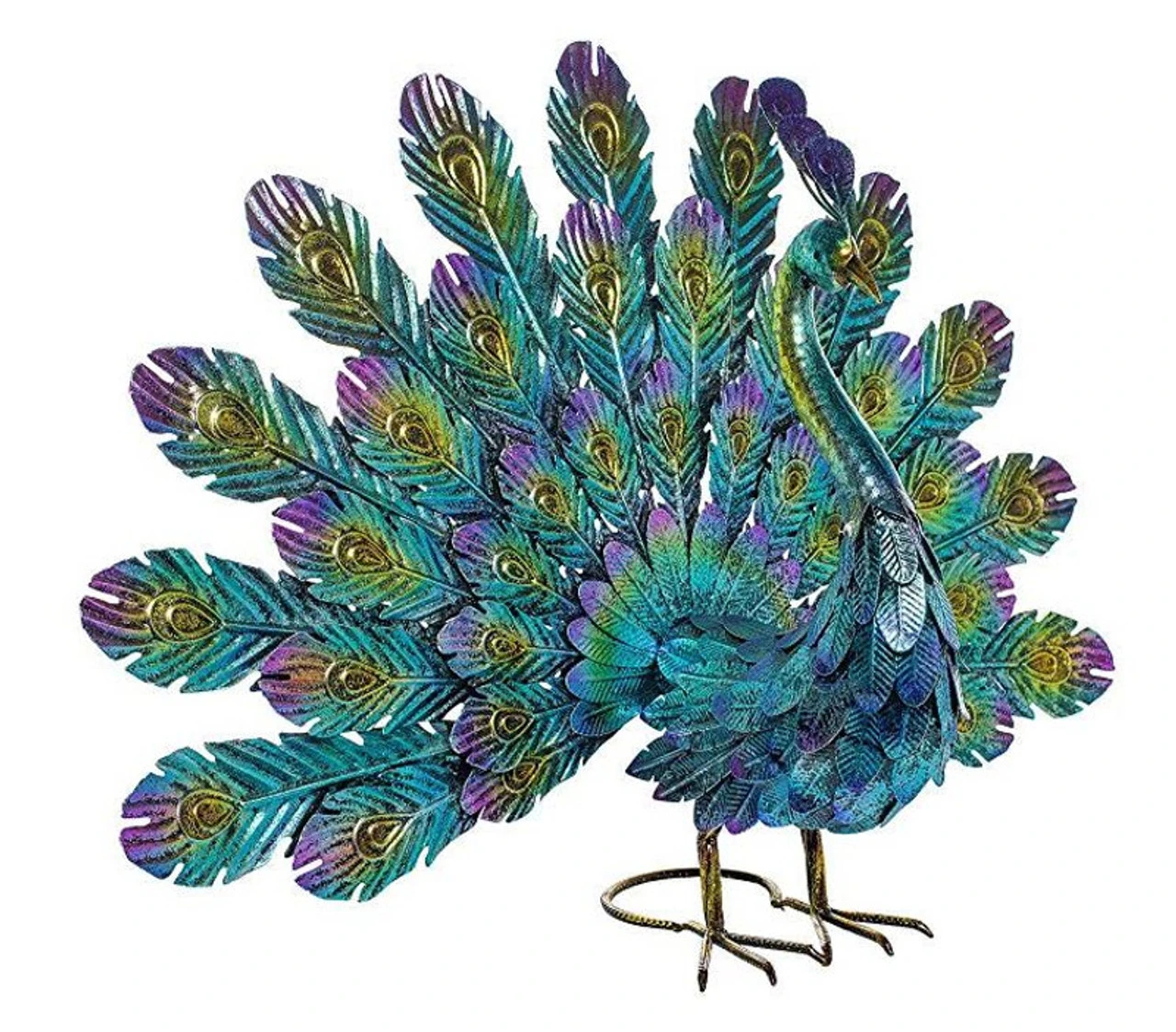 Alpine Embossed Metal Peacock 22" 3 Alpine Embossed Metal Peacock 22"