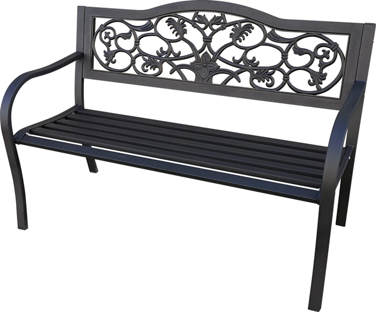 Backyard Expressions Black Scroll Garden Bench 3 Backyard Expressions Black Scroll Garden Bench