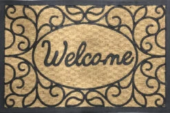 Direct Home Black/Tan 24" X 36" Metropolitan Coir Rubber Welcome Door Mat