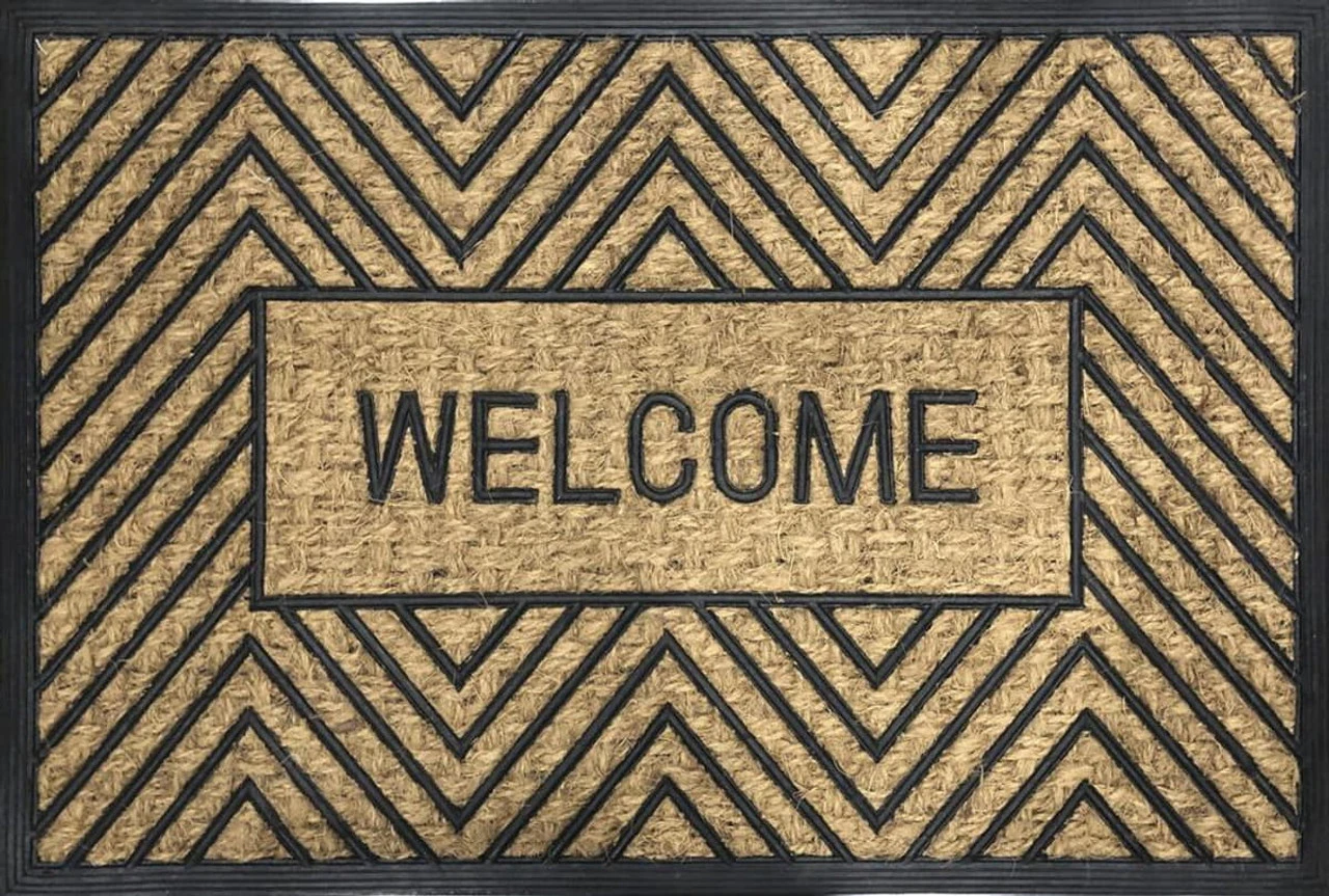 Direct Home Black/Tan 24" X 36" Geometric Coir Rubber Welcome Door Mat 3 Direct Home Black/Tan 24" X 36" Geometric Coir Rubber Welcome Door Mat
