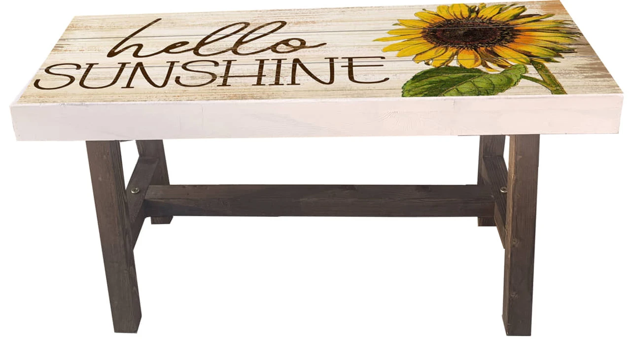 Wooden Hello Sunshine Garden Bench 31.5" 3 Wooden Hello Sunshine Garden Bench 31.5"