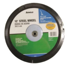 Arnold 12" X 1 3/4" Ribbed Semi-Pneumatic Diamond Tread Wheel - 1/2" Shaft