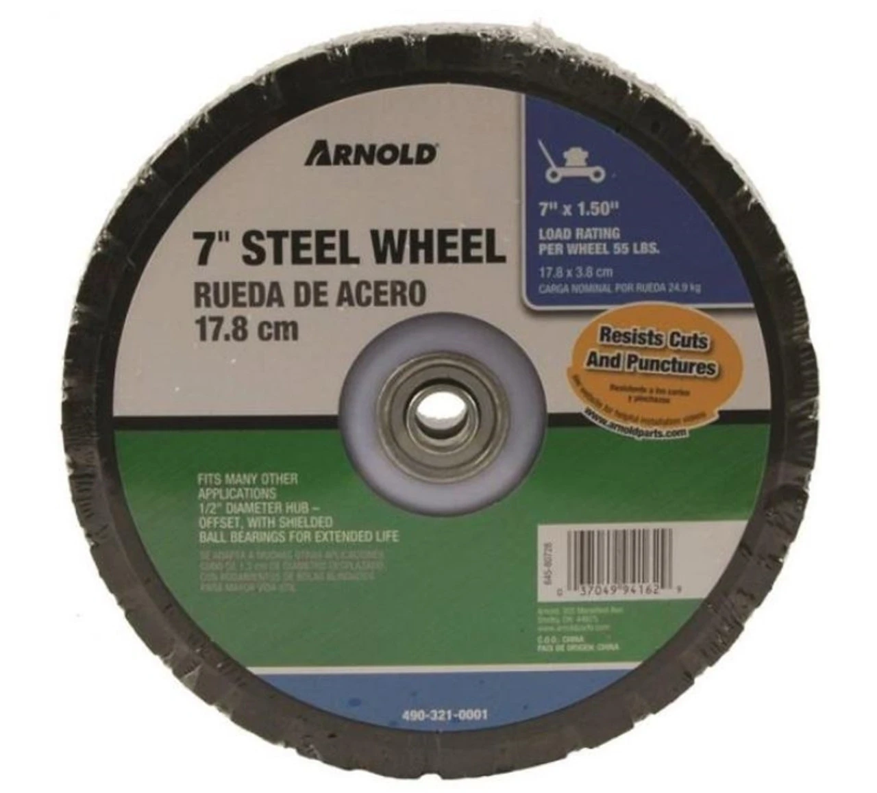 Arnold 7" X 1 1/2" Steel Diamond Tread Wheel 6 Arnold 7" X 1 1/2" Steel Diamond Tread Wheel - Image 4